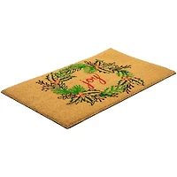 30" Joy Wreath Natural Coir Christmas Doormat