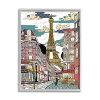 Stupell Industries Patchwork Pattern Paris Gray Framed Wall Art