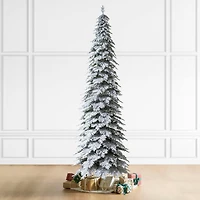 15ft. Pre-Lit Flocked Pencil Spruce Artificial Christmas Tree, Warm White LED Lights