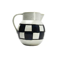 Hello Honey® Ivory & Black Painted Checker Farmhouse Stoneware Pitcher