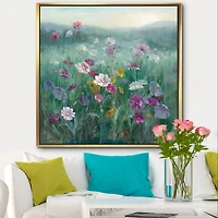 Designart - Flower field - Floral Farmhouse Framed Canvas