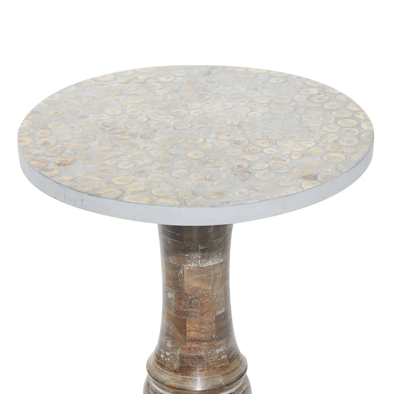 18" Gray Rustic Mango Wood Accent Table