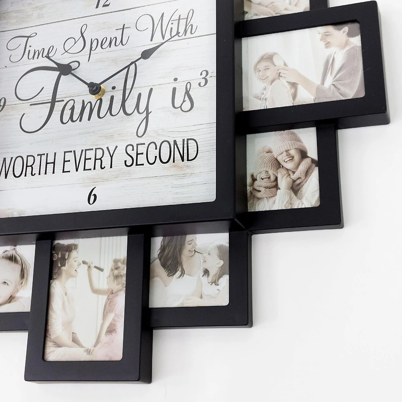 Black "Worth Every Second" Picture Frame Wall Collage Clock
