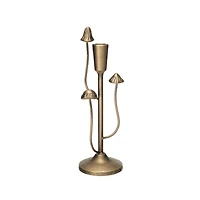 Hello Honey® 11" Antique Gold Mushroom Metal Taper Candle Holder