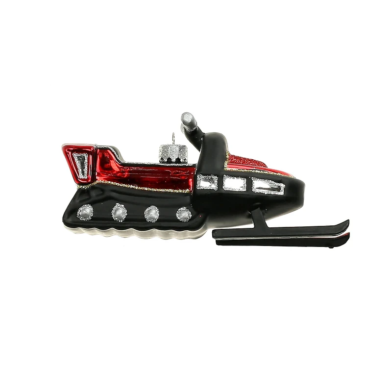 5" Black & Red Glass Snowmobile Ornament by Ashland®