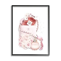 Stupell Industries Pink Designer Bag with Chic Florals Paint Splatter in Frame Wall Art