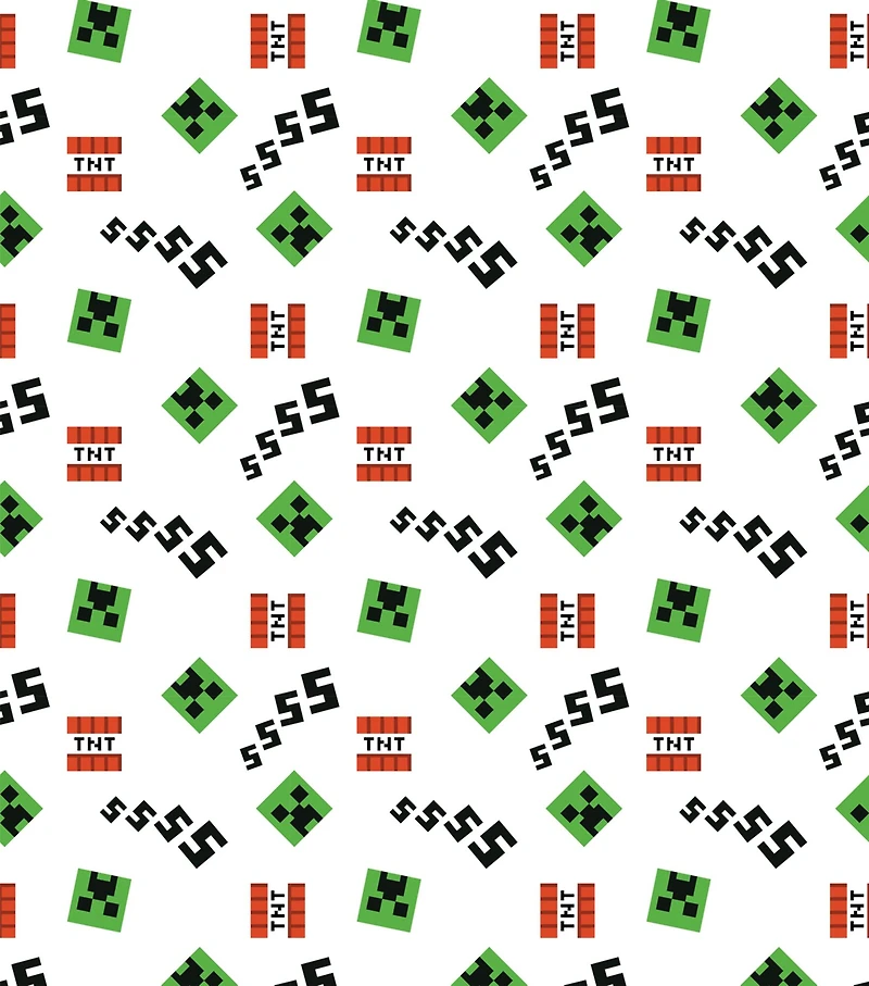 Mojang Minecraft Creeper & Icons Cotton Fabric