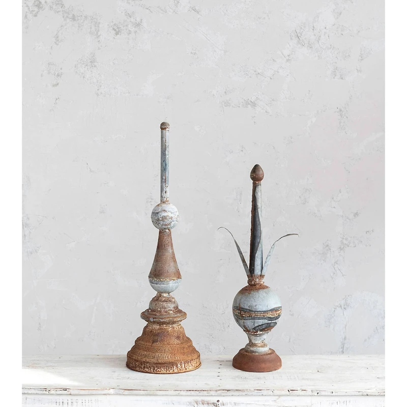 Hello Honey® 25" Distressed Zinc Finish Metal Finial Spindle Décor