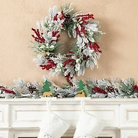 Glitzhome® 24" Christmas Snowy Pinecone & Berry Wreath