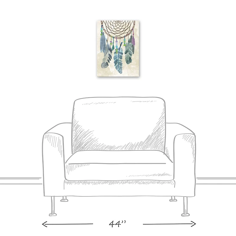 Blue Feather Dreamcatcher 12" x 16" Canvas Wall Art