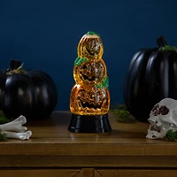 6.5" Orange LED Stacked Jack O' Lanterns Halloween Snow Globe