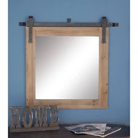 Brown Industrial Wood Wall Mirror