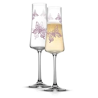 JoyJolt® 10oz. Meadow Butterfly Crystal Champagne Flute Set, 2ct.