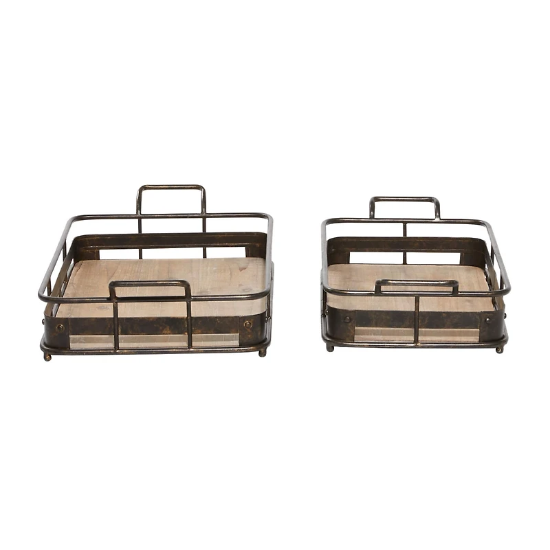 Brown Metal Industrial Tray Set