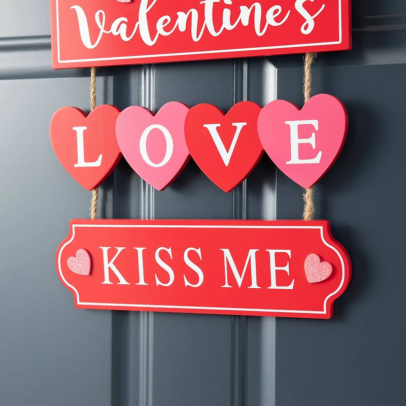 Glitzhome® 13.5" Valentine's Wooden Love Door Hanger