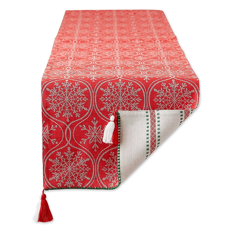 DII® 108'' Joyful Snowflakes Jacquard Reversible Table Runner
