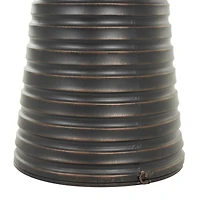 Bronze Ribbed Tall Cone Floor Vase with Horizontal Grooves Set