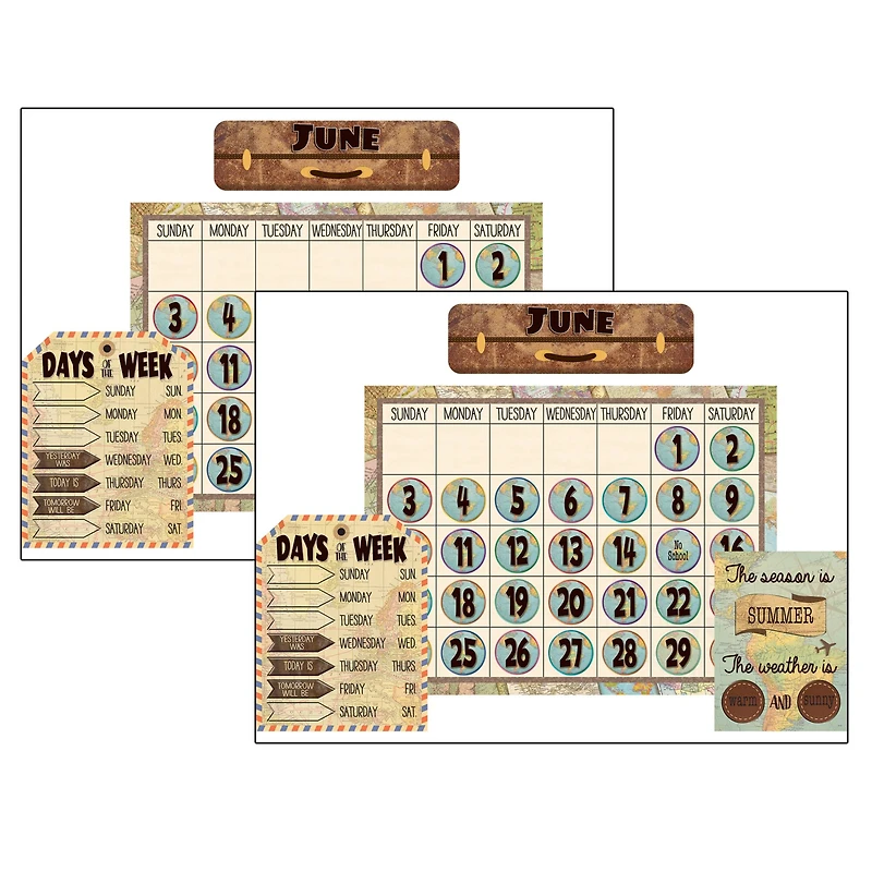 Teacher Created Resources Travel the Map Calendar Bulletin Board Set, 2ct.