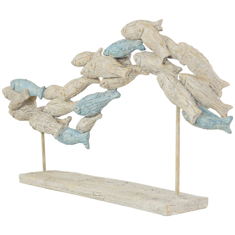 24" Light Blue Ombre Textured Polystone Fish Swimming Sculpture with Stand