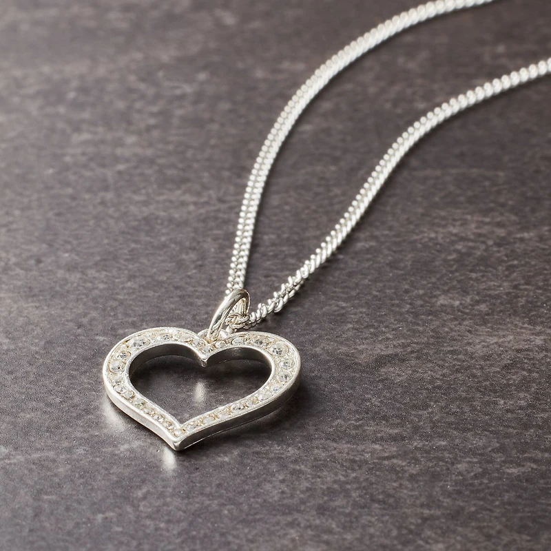 Charmalong™ Silver Plated & Stone Paved Heart Charm by Bead Landing™