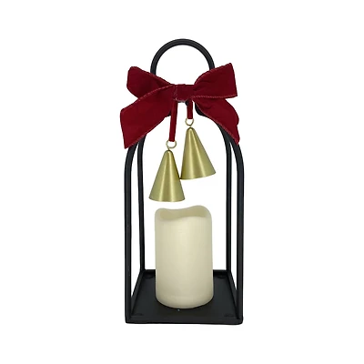 Red Bow & Bells LED Pillar Lighted Lantern by Ashland