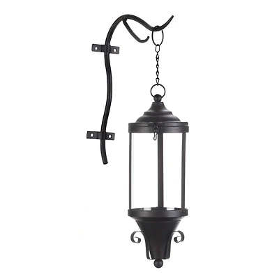 21" Black Metal Hanging Lantern