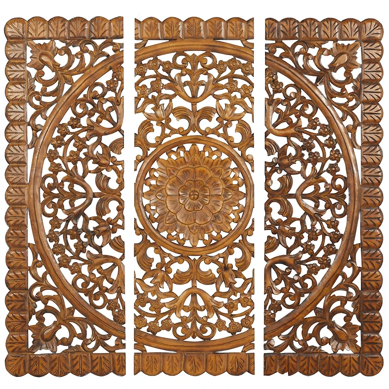 Brown Wood Traditional Wall Décor Set