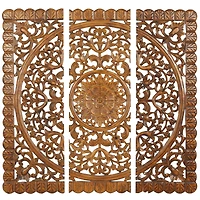 Brown Wood Traditional Wall Décor Set