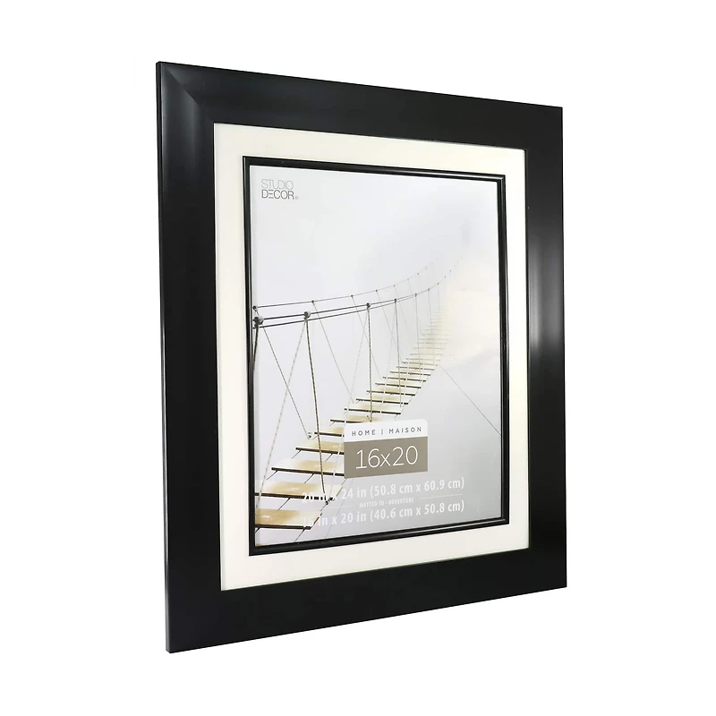 Home Black Flat Frame with Beveled Mat by Studio Décor