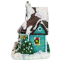 LED Lighted Snowy House Christmas Village Decoration - 5.5" - Green