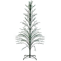 6ft. Pre-Lit Green Cascade Twig Artificial Christmas Tree, Green Lights
