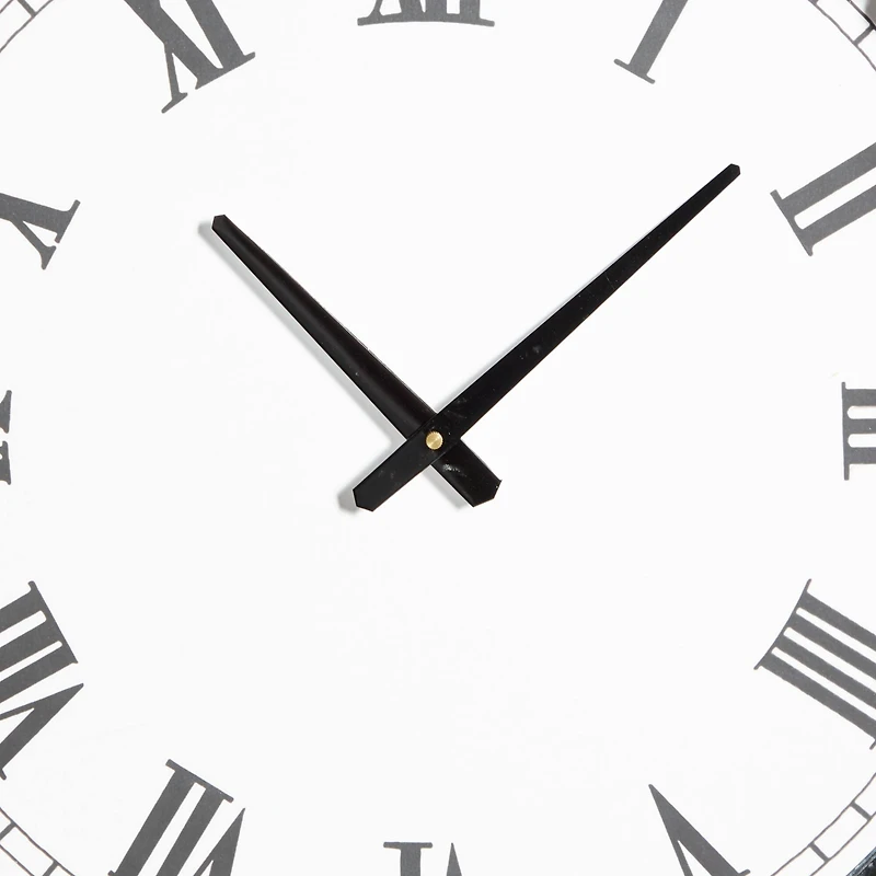 White Metal Farmhouse Wall Clock, 23" x 23" x 3"