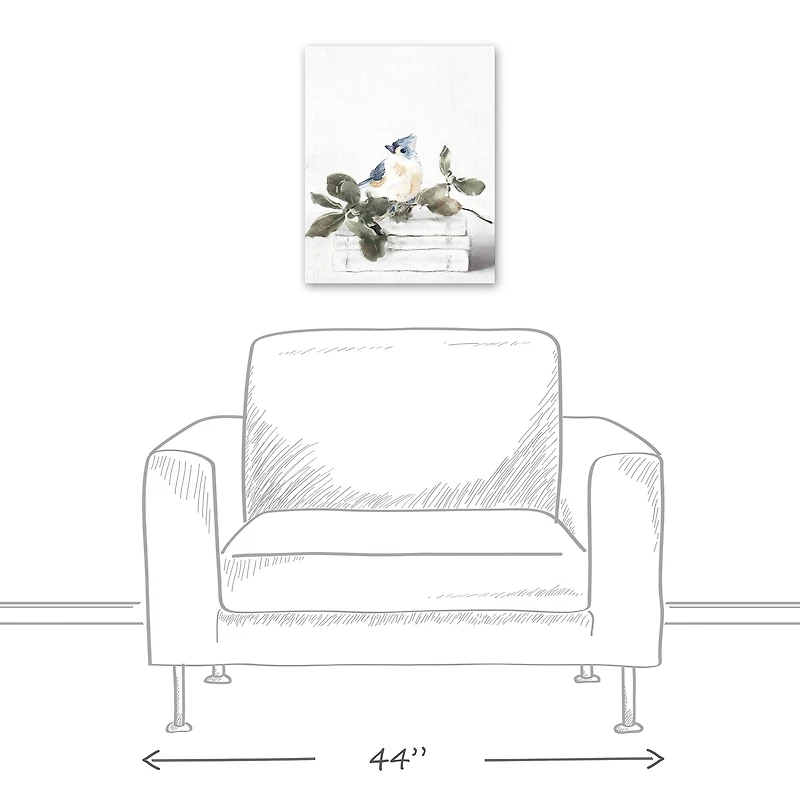 Stacked Books Leafy Stem 16" x 20" Canvas Wall Art