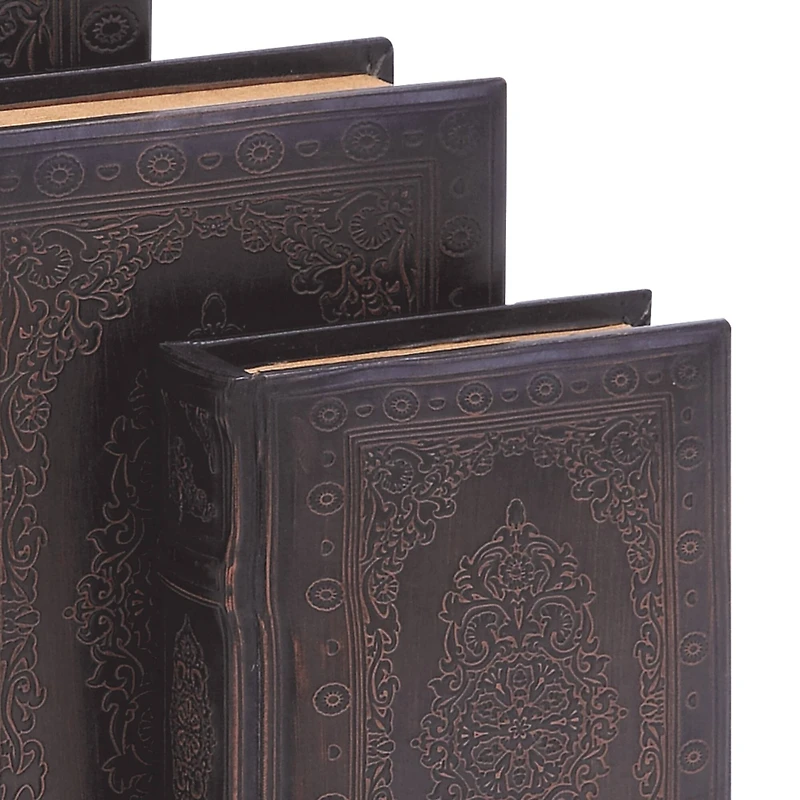 Dark Brown Wood Traditional Book Box Set