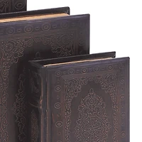 Dark Brown Wood Traditional Book Box Set