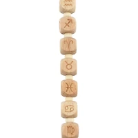 Natural Zodiac Wood Cube Beads, 11mm by Bead Landing™