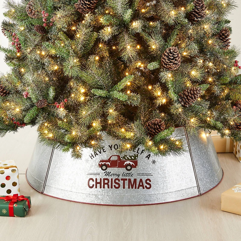 Glitzhome® 40.5" Christmas Galvanized Metal Truck Tree Collar