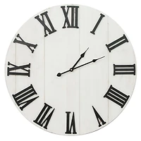 Whitewashed Wood Rustic Oversized Wall Clock (25")