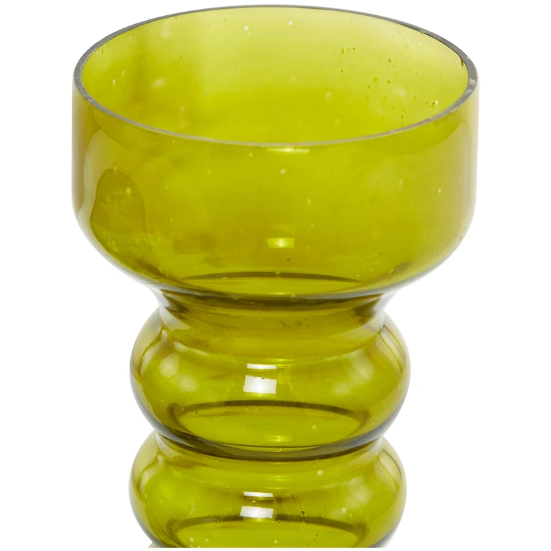 The Novogratz Green Glass Bubble Pillar Candle Holder Set