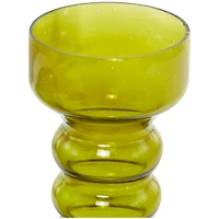 The Novogratz Green Glass Bubble Pillar Candle Holder Set