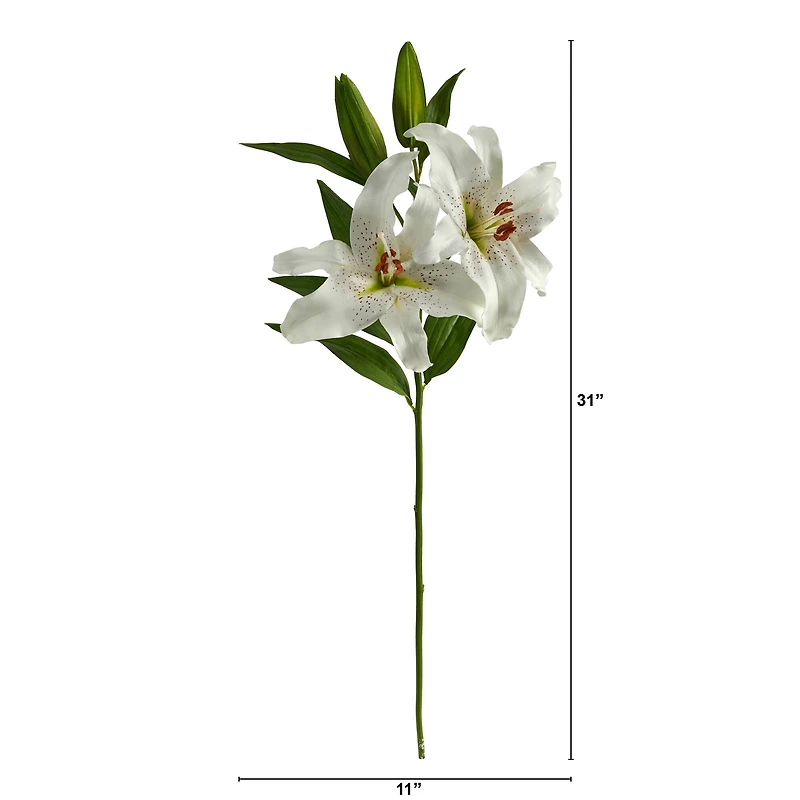 White Ruburn Lily Artificial Flower Stem, 2ct.