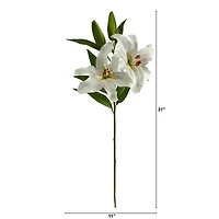 White Ruburn Lily Artificial Flower Stem, 2ct.