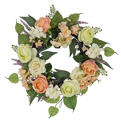 24'' Rose and Peony Flowers Wreath