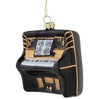 3" Black and Gold Organ Glass Christmas Ornament