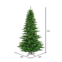 7.5ft. Pre-Lit Green Tinsel Fir Artificial Christmas Tree, Green Lights