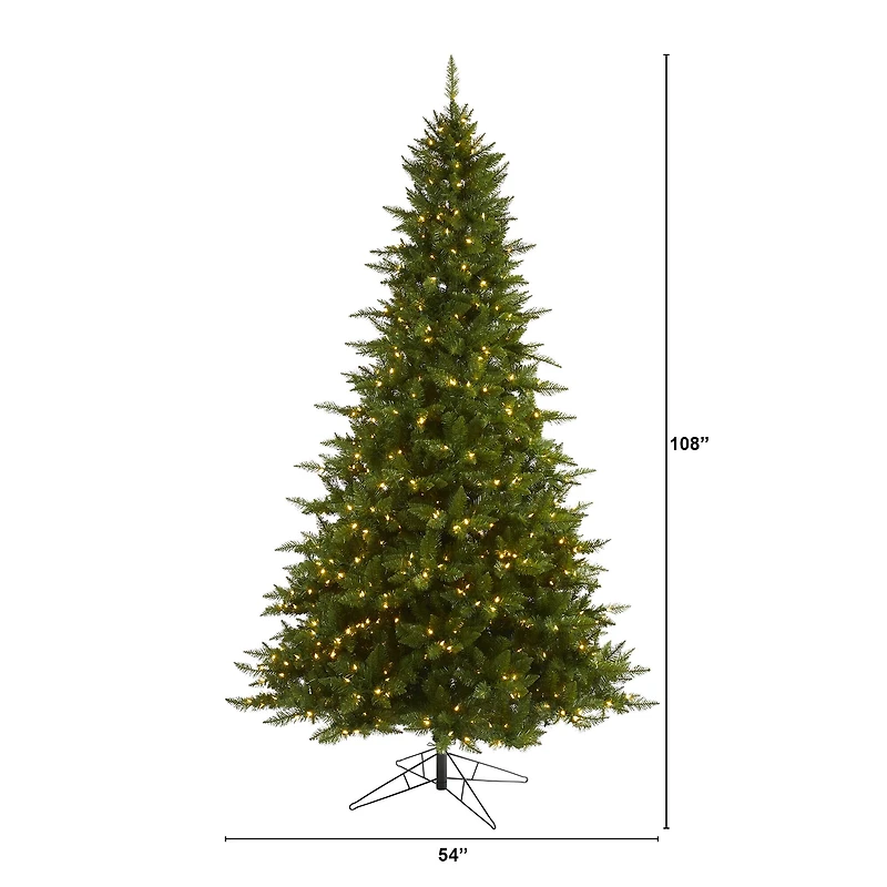 9ft. Pre-Lit Vermont Spruce Artificial Christmas Tree, Warm White LED Lights