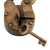 Brass Iron Eclectic Lock And Key, 3" x 4"