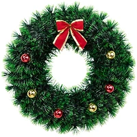 17" Green Tinsel Artificial Christmas Wreath with Bow