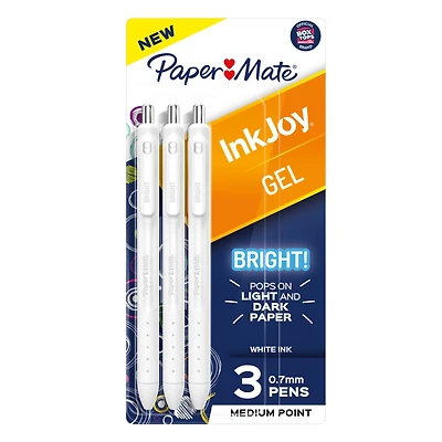 Paper Mate® InkJoy® 0.7mm Bright! White Gel Pens, 3ct.