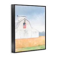 Stupell Industries American Flag White Country Barn Rural Scenery Framed Giclee Art